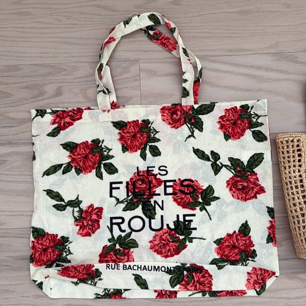 Rouge, Paris, canvas basket raffia bag NWT - Picture 4 of 6